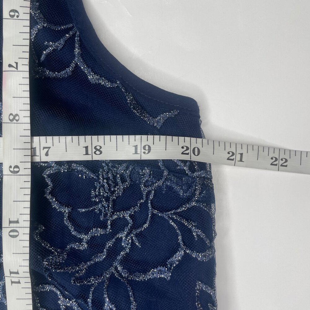 R&M Richards Navy Blue Glitter Lace 2PC Jacket Dress Set 14W Mother of the Bride - Picture 9 of 14